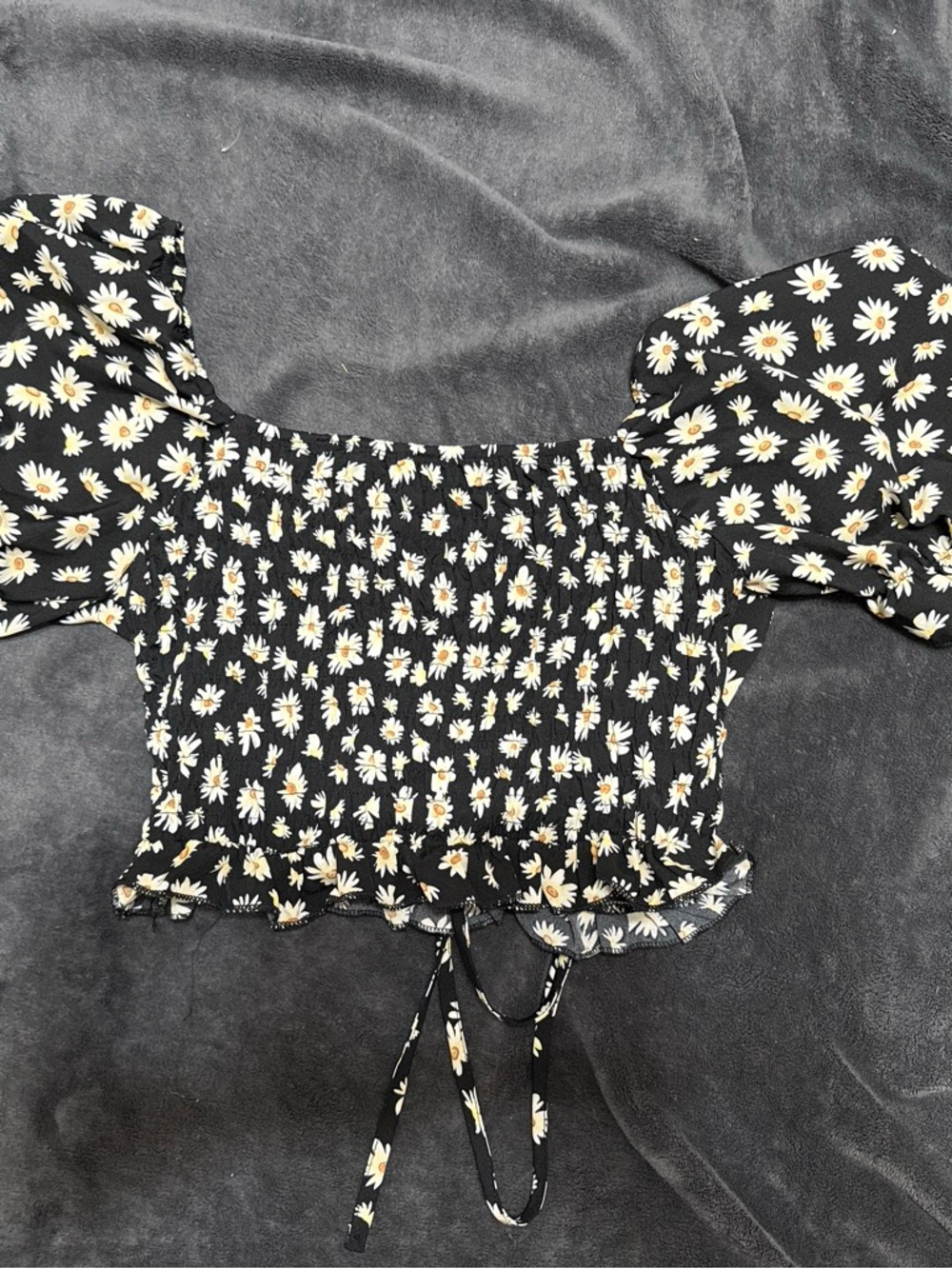 Daisy Print Blue Floral Dress Top - Medium
